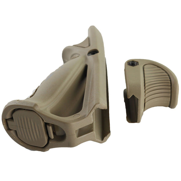 New Rifle Tactical Ergonomic Forward Point Angled Grip Thumb Lock Hand Stop Tan