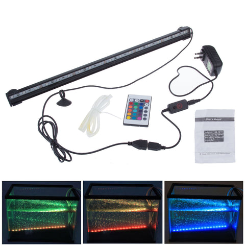RGB Color LED Aquarium Fish Tank Light Waterproof Bar Submersible Lamp Remote