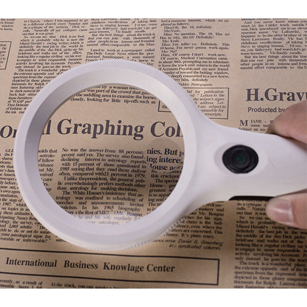 8X 10X High Brightness Big Lens Magnifying Glass Hand Magnifier w/ 8 LED Lamp