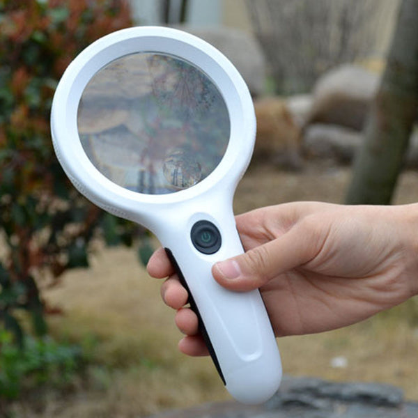 8X 10X High Brightness Big Lens Magnifying Glass Hand Magnifier w/ 8 LED Lamp