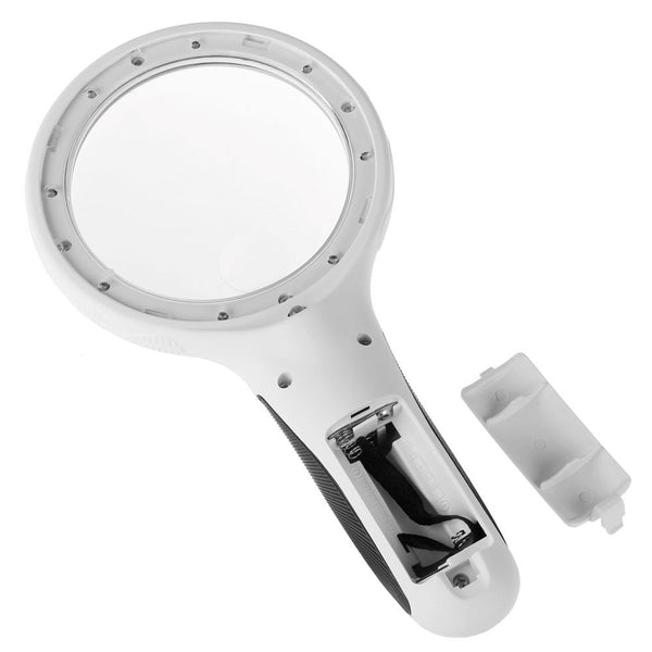 8X 10X High Brightness Big Lens Magnifying Glass Hand Magnifier w/ 8 LED Lamp