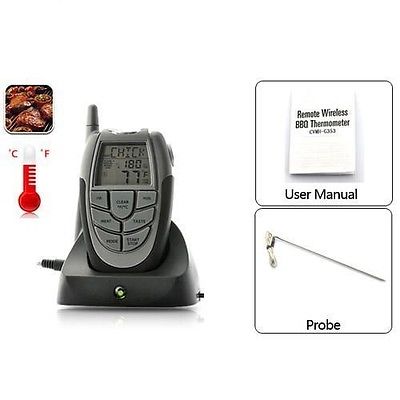 Wireless Remote Digital Electronic Cooking Barbecue BBQ Thermometer Tester Probe