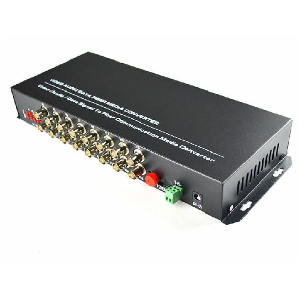 16 CH Port channels Video Data Fiber Media Converter Transmitter Receiver CCTV FC SM 20Km