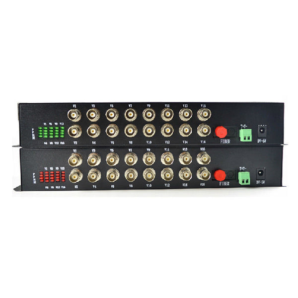 16 CH Port channels Video Data Fiber Media Converter Transmitter Receiver CCTV FC SM 20Km