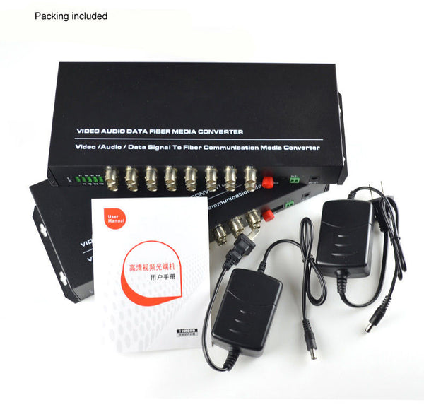 16 CH Port channels Video Data Fiber Media Converter Transmitter Receiver CCTV FC SM 20Km