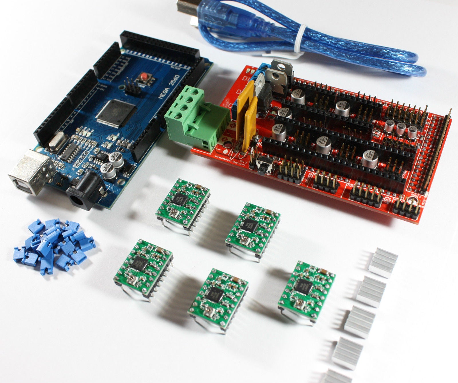 RAMPS 1.4 Set Kit for RepRap 3D Printer Extra 2560 R3 5X A4988 w/ USB Cable