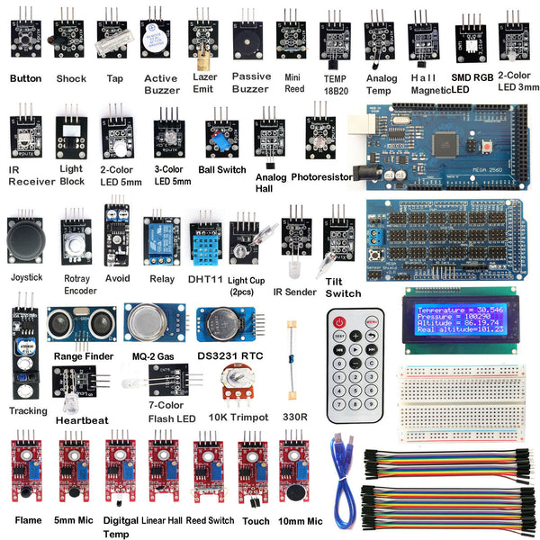 MEGA2560 R3 40 Sensor Modules Starter Kit IIC 20 x 4 2004 LCD Display For Arduino