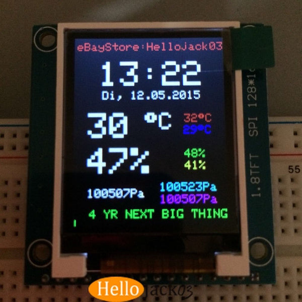NANO V3 Weather Climate Monitor Kit 1.8" TFT BMP180 DHT11 RTC Relay For Arduino
