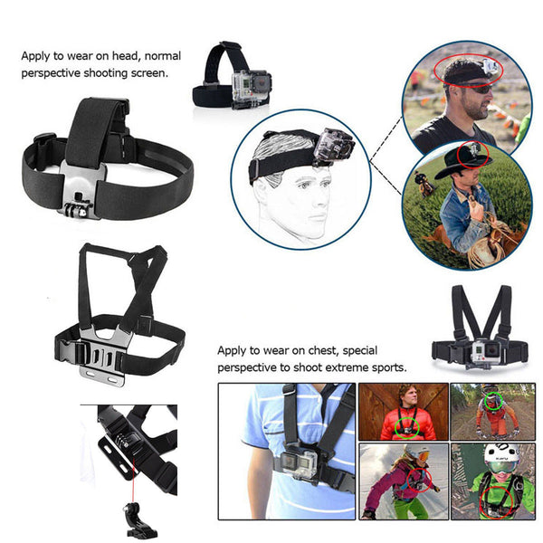 43in1 Chest Mount Strap Pole Tripod Holder for Gopro Hero Camera Accessories Kit