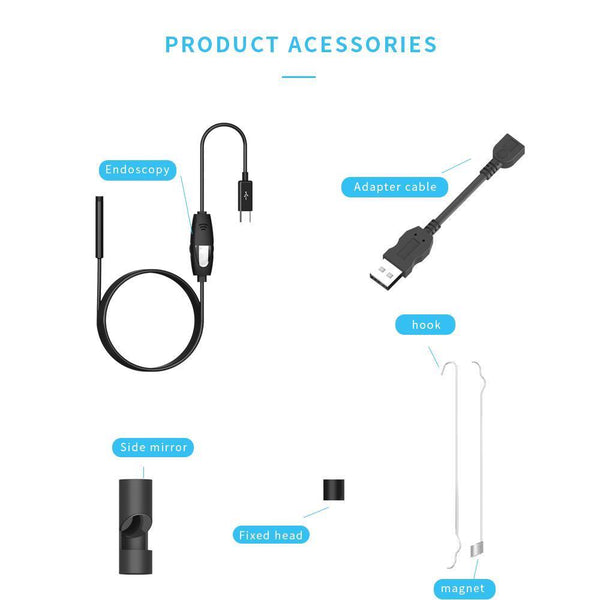 USB Inspection Camera Android Endoscope Waterproof Full LED Mini Borescope Phone