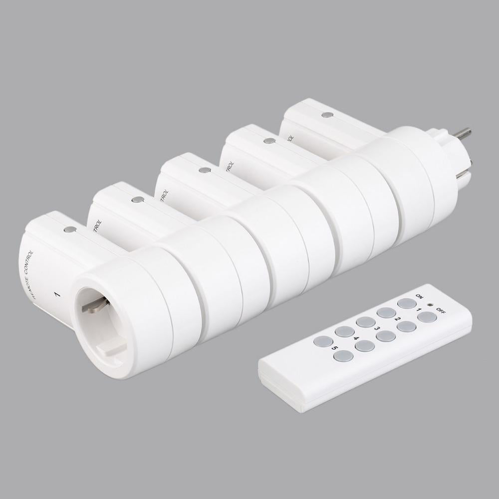 5 pcs 5X EUR Plug Remote Control Switches Socket Power Outlets Electrical Plugs