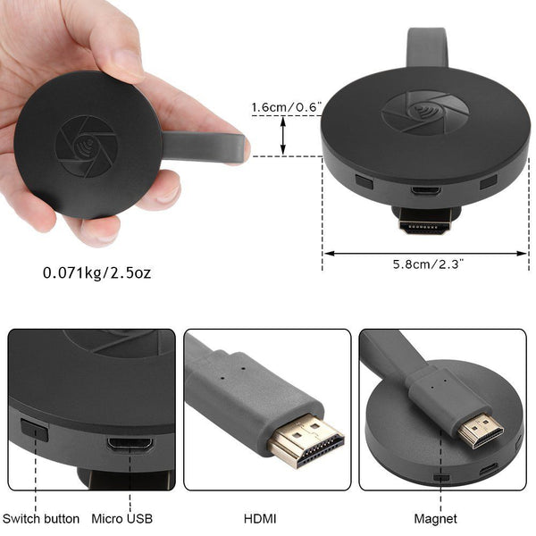 1080P HD HDMI Media Video Steamer Adapter HD TV for Play Game Google Chromecast