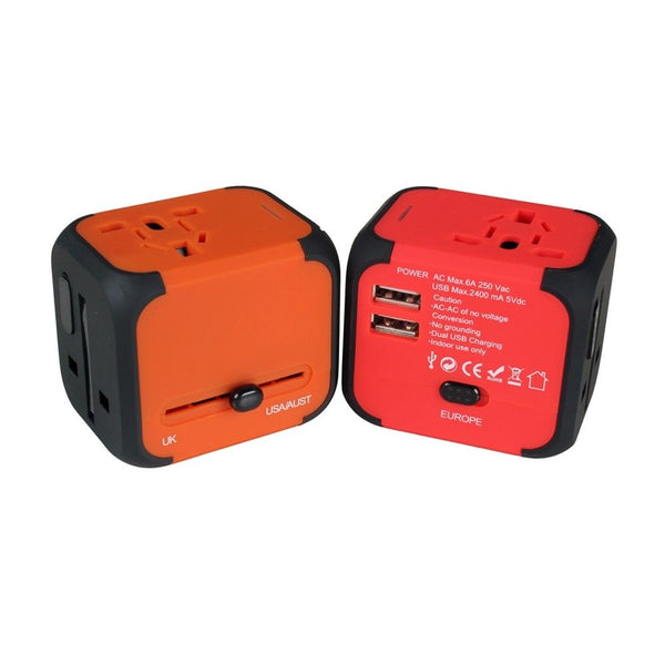 AU UK US EU Universal Travel AC Power Charger Adapter Plug Converter 2 USB Ports