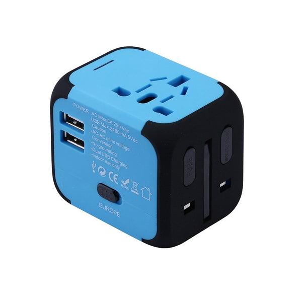AU UK US EU Universal Travel AC Power Charger Adapter Plug Converter 2 USB Ports