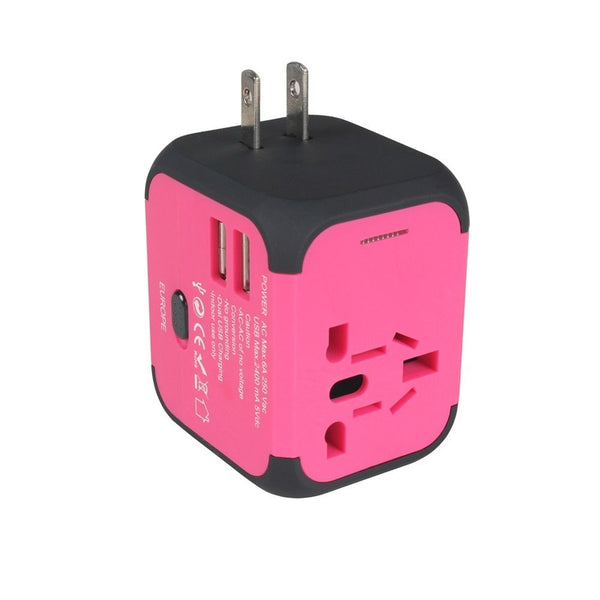 AU UK US EU Universal Travel AC Power Charger Adapter Plug Converter 2 USB Ports