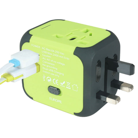 AU UK US EU Universal Travel AC Power Charger Adapter Plug Converter 2 USB Ports