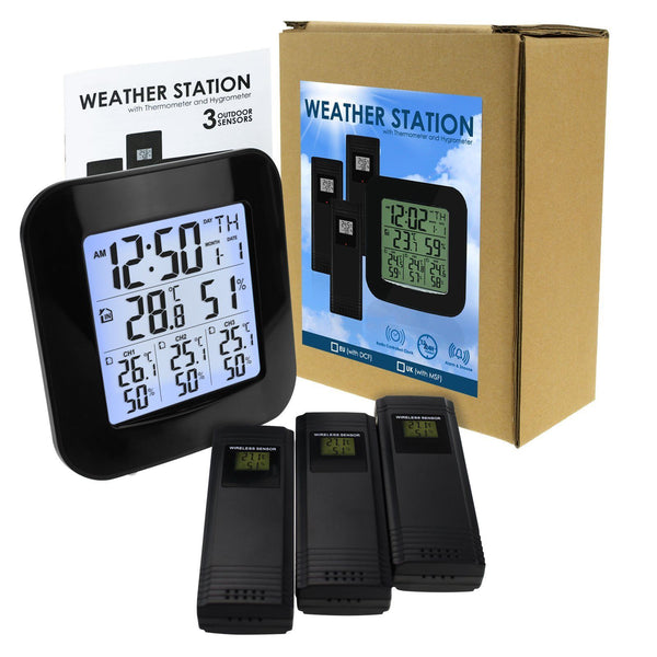 Wireless Weather Station Hygrometer Thermometer 3In 1 Outdoor Temperature Sensor