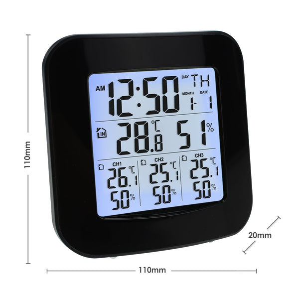 Wireless Weather Station Hygrometer Thermometer 3In 1 Outdoor Temperature Sensor