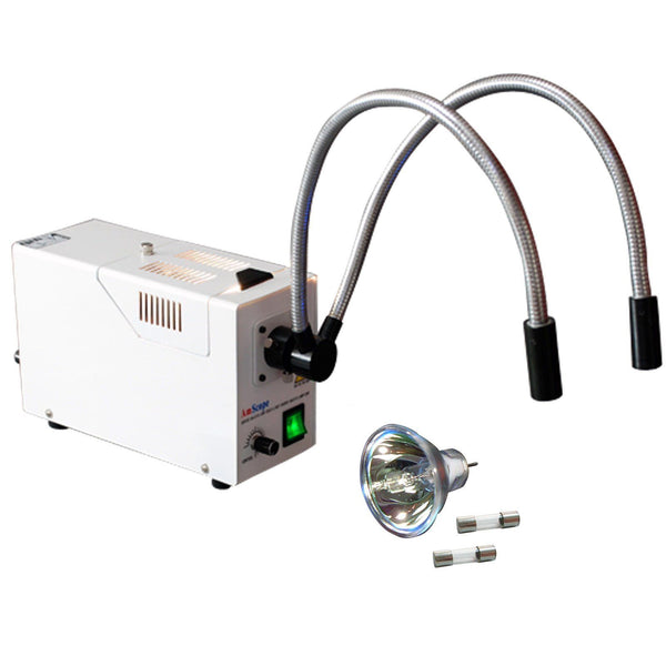 Dual Halogen Light Pipe Fiber Optic Microscope inspection microscopy Illuminator