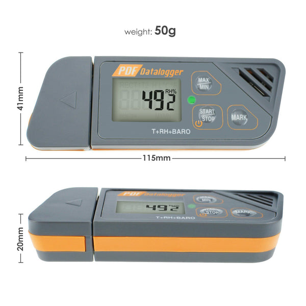 USB Waterproof Datalogger Humidity Temperature Barometric Pressure Data Logger