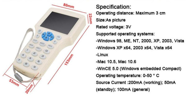NFC Reader Writer 125 KHz -13.56 MHz IC ID Card RFID Copier uid tag Duplicator