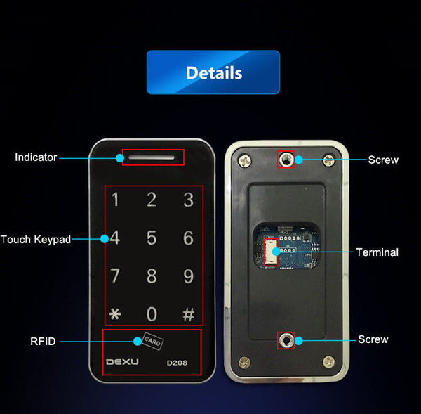 RFID Tag Touch Keypad Password Card Key Digital Electronic Cabinet Closet lock