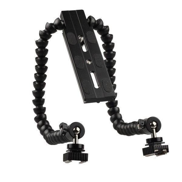 Macro Shot Flexible Dual Arm Flash Bracket Holder Mount For DSLR DV Cam Camera
