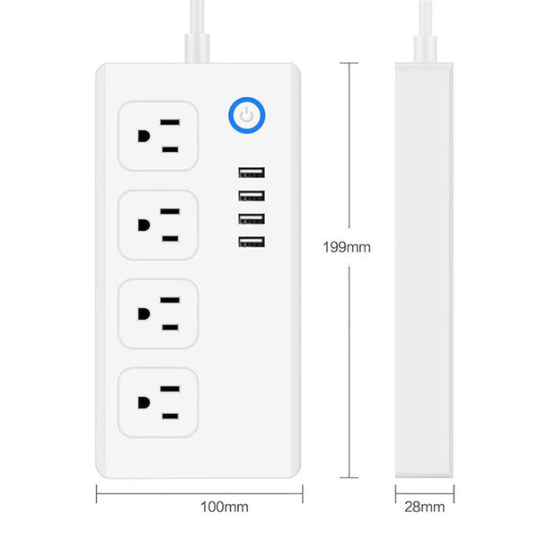 Wifi Smart Power Strip Socket Work 4 AC Outlets Outlet w/ 4 USB Ports US Plug