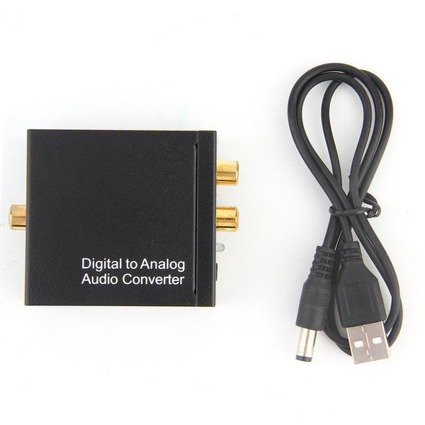 Digital to Analog Audio Converter Fiber Adaptor RCA 3.5 mm Jack 2 Port L R LPCM