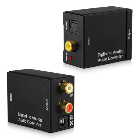 Digital to Analog Audio Converter Fiber Adaptor RCA 3.5 mm Jack 2 Port L R LPCM