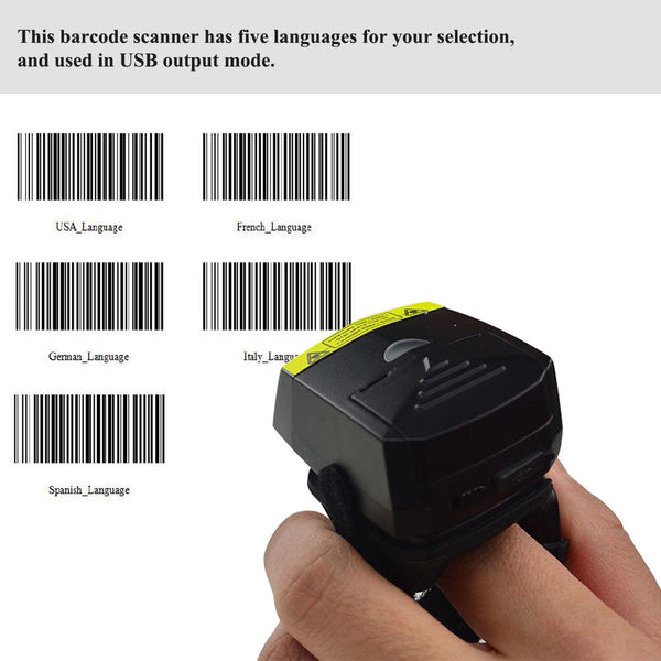 Wearable Android USB Bluetooth Wireless Handheld 2D QR Bar Code Barcode Scanner