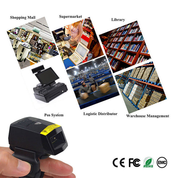 Wearable Android USB Bluetooth Wireless Handheld 2D QR Bar Code Barcode Scanner