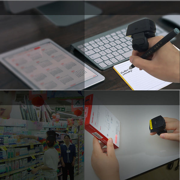 Wearable Android USB Bluetooth Wireless Handheld 2D QR Bar Code Barcode Scanner
