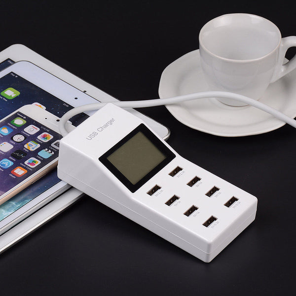 8 Port Rapid LED Multi Universal USB Power Supply Socket Smart Charger Station