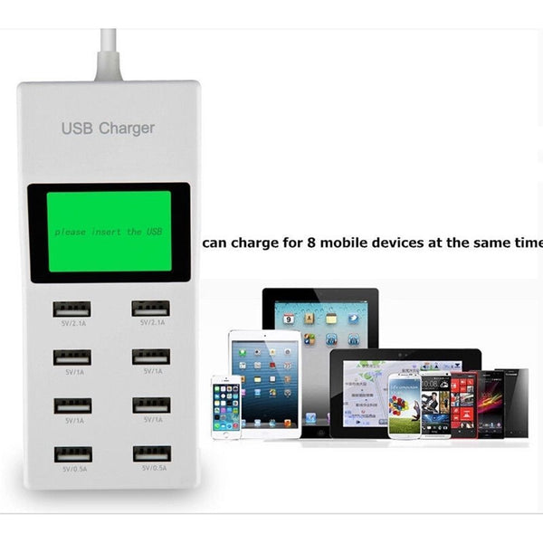 8 Port Rapid LED Multi Universal USB Power Supply Socket Smart Charger Station