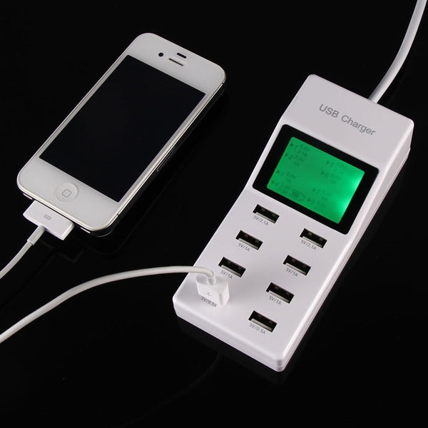 8 Port Rapid LED Multi Universal USB Power Supply Socket Smart Charger Station