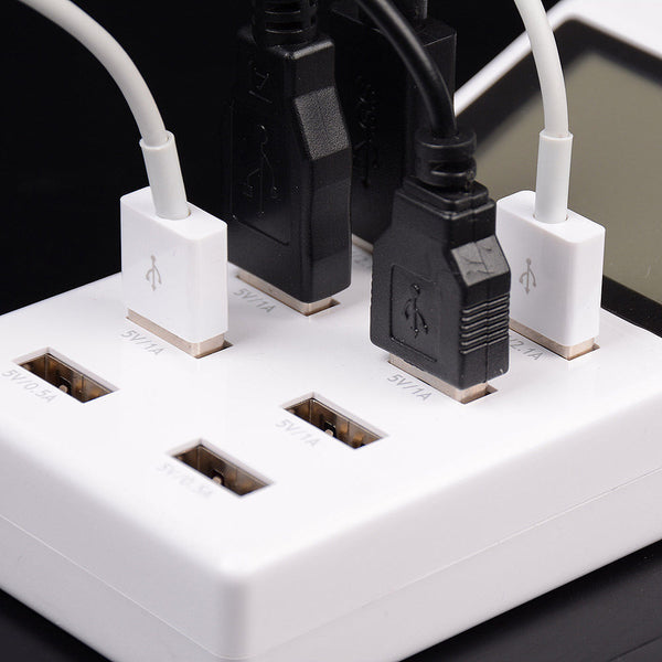 8 Port Rapid LED Multi Universal USB Power Supply Socket Smart Charger Station