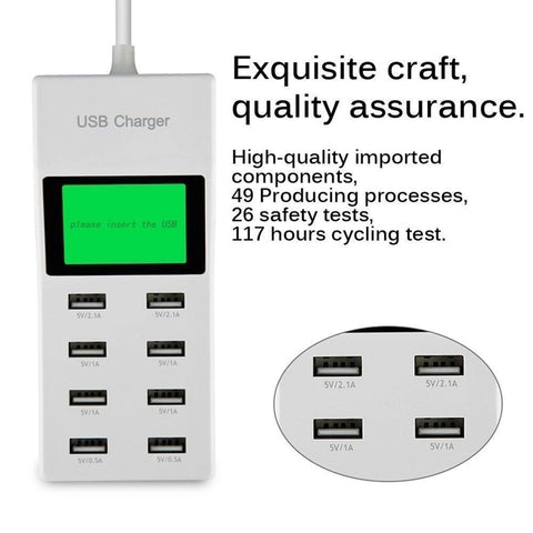 8 Port Rapid LED Multi Universal USB Power Supply Socket Smart Charger Station