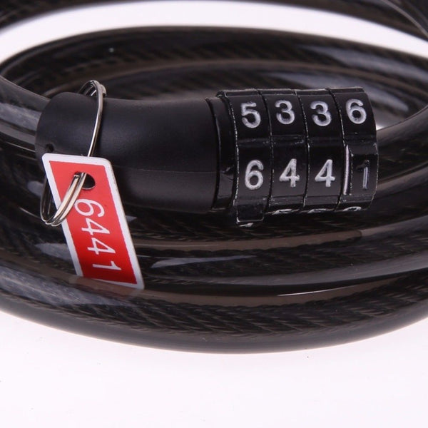 Bike Bicycle Lock Code Password Safety Security Anti-theft Cycling Coiling Cable