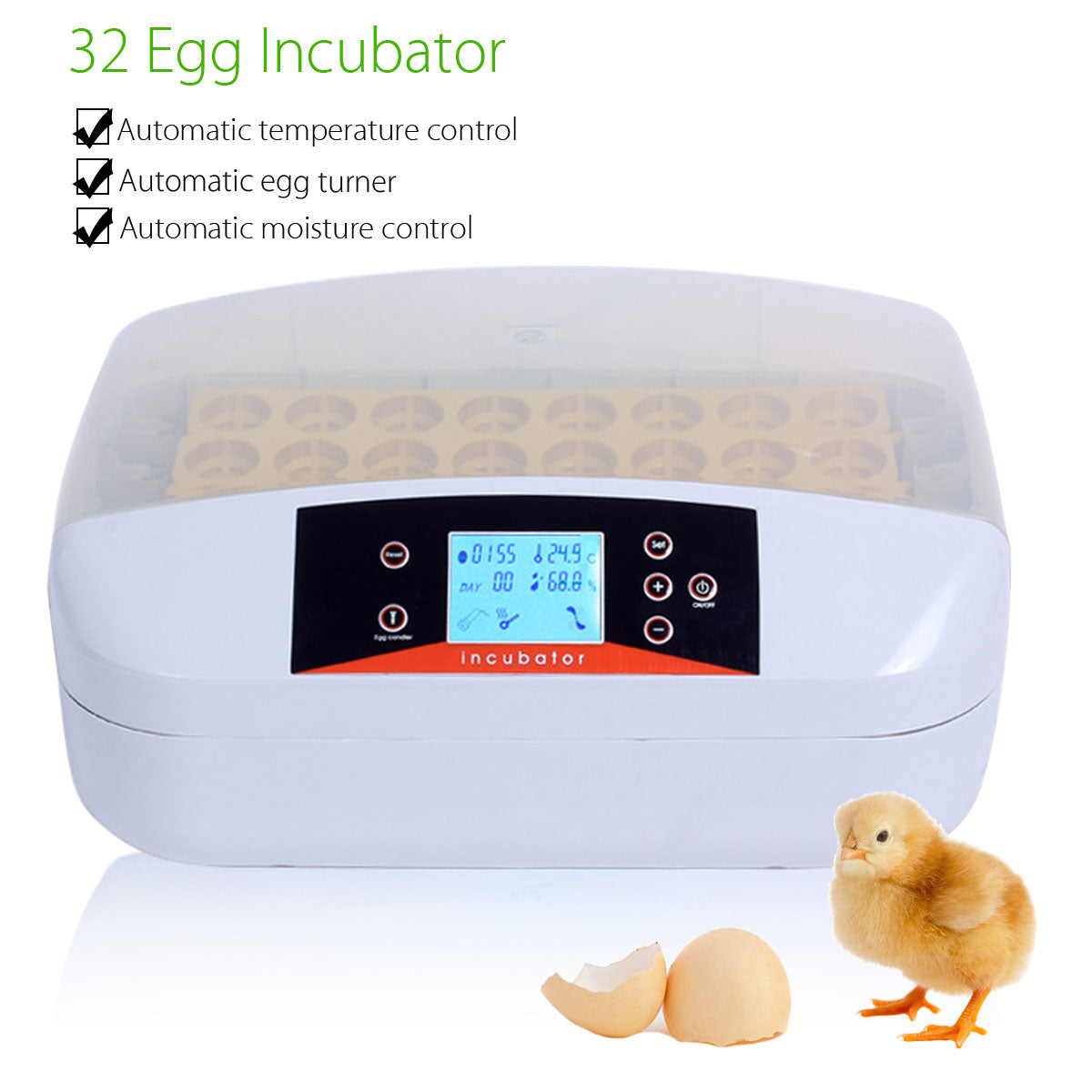 32 Digital Duck Bird Chicken Egg Incubator Hatcher Temperature Automatic Control