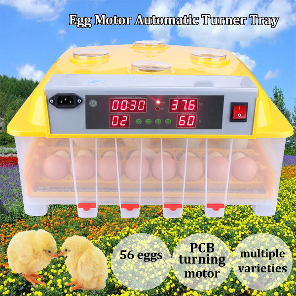 56 Eggs Turner Automatic Chicken Quail Bird Poultry Egg Incubator Hatcher Tray