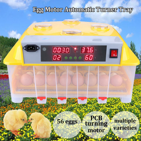 56 Eggs Turner Automatic Chicken Quail Bird Poultry Egg Incubator Hatcher Tray