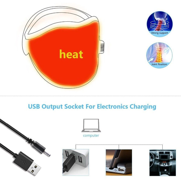 Electric Neck Heating Pad Wrap Hot Therapy Brace Heating Protector Strap Support