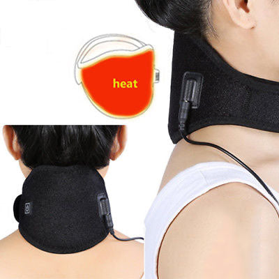 Electric Neck Heating Pad Wrap Hot Therapy Brace Heating Protector Strap Support