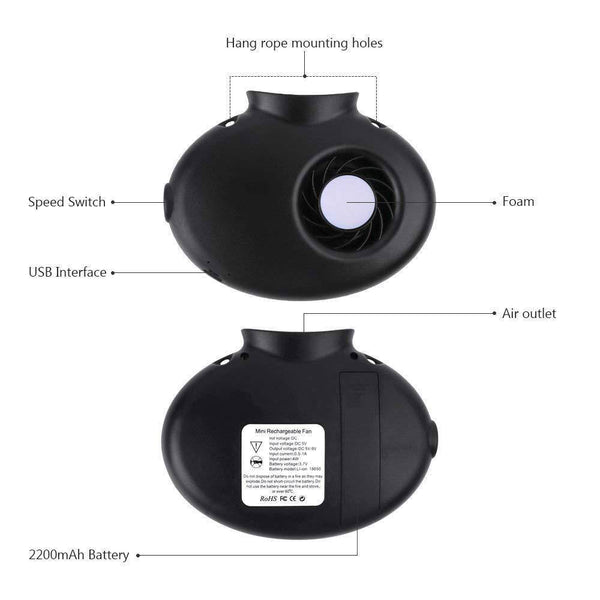 USB Rechargeable Battery Operated Necklace Personal Fan Mini Neck Cooling Cooler