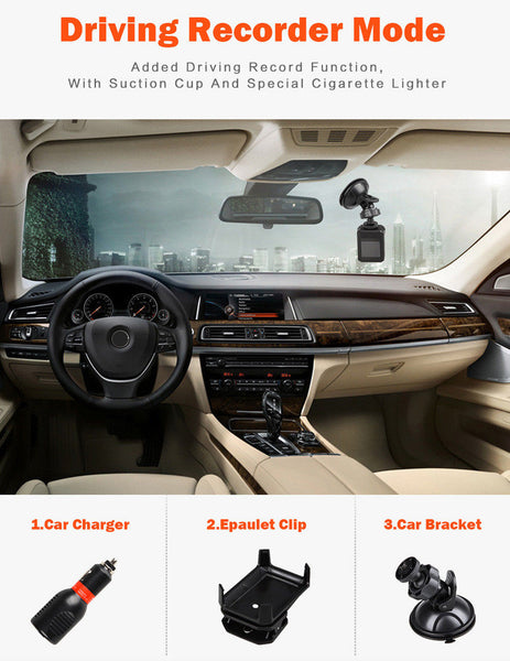 HD 1080 P Personal Security Police Guard Camera Night Vision 120 Wide Angle DVR