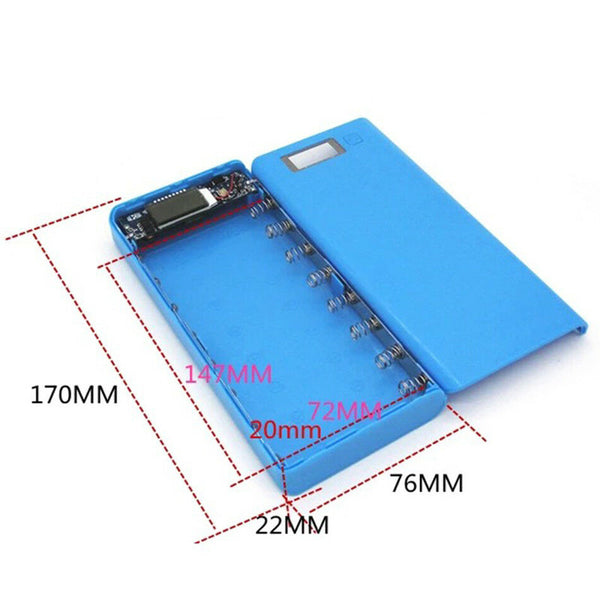 Dual USB LCD Display Power Bank Portable Backup 18650 8 Battery Charger Box Case