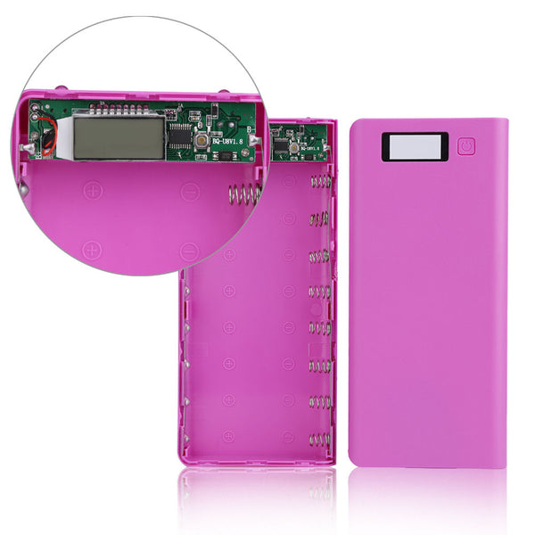 Dual USB LCD Display Power Bank Portable Backup 18650 8 Battery Charger Box Case