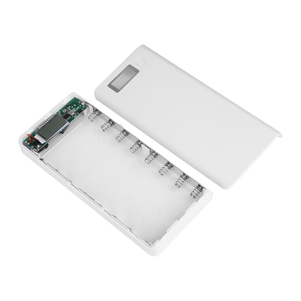 Dual USB LCD Display Power Bank Portable Backup 18650 8 Battery Charger Box Case