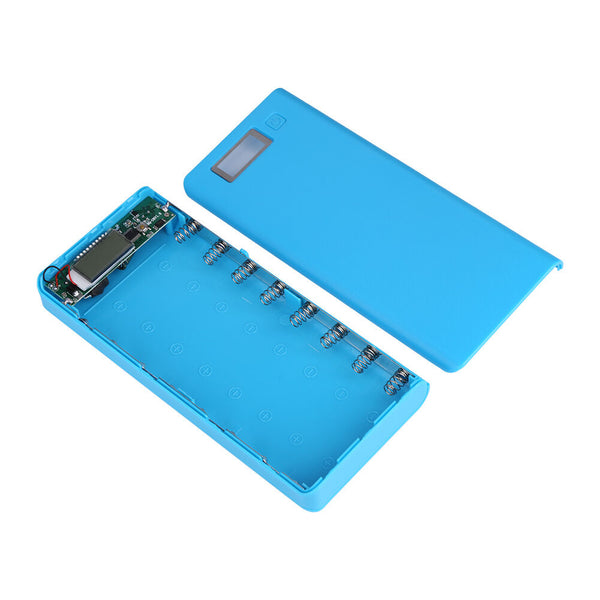Dual USB LCD Display Power Bank Portable Backup 18650 8 Battery Charger Box Case
